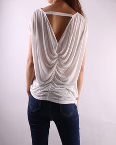 Modal Cotton draping short sleeve T-shirt/oversize top/white t-shirt(Y1803) - lijingshop