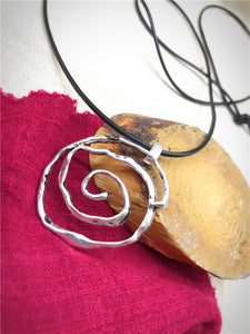 Retro zen necklace, ancient silver concentric necklace, cotton and linen clothing, literary and artistic style, metal necklace(L1911)
