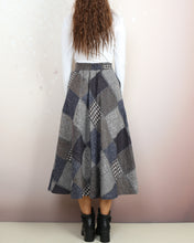 Load image into Gallery viewer, Plaid skirt, wool skirt, winter skirt women, flared skirt, boho skirt, elastic waist skirt, long skirt(Q2140)
