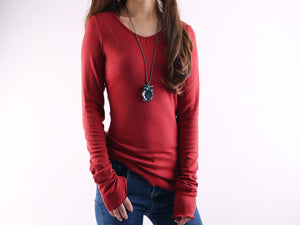 Women's Long Long Sleeves top, bottoming Cotton t-Shirt, Black shirt, v-neck top, form fitting top(Y1117) - lijingshop