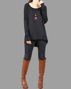 Women's bottoming top, long sleeve tunic top, Modal Cotton t-shirt, cotton t-shirt, oversized top(Y1818)