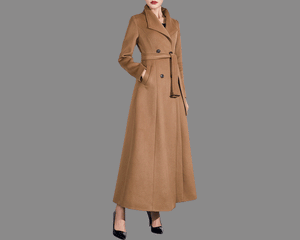 Wool coat women, winter coat, long jacket, double breasted jacket, coat dress, Camel wool long coat, warm coat, plus size coat Y027