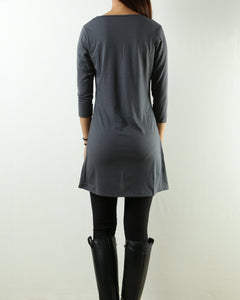 Womens tunic dress/3/4 sleeve crew neck tunic top/oversized dress/A-line casual dress (Q1943) - lijingshop