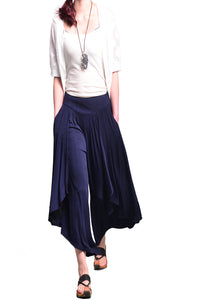 Women's yoga skirt pants/pleated skirt pants/oversized pants/elastic waist pants/asymmetrical trousers (K1661) - lijingshop