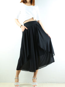 Women's chiffon yoga skirt pants/oversized pants/elastic waist pants/wide leg trousers(K1710) - lijingshop