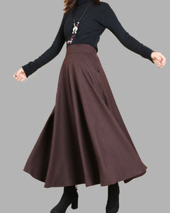 Women maxi skirt/wool skirt/flared skirt/winter skirt/ankle length skirt(Q1806)