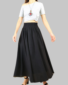 Linen skirt, Elastic waist skirt, high waist skirt, maxi skirt, long skirt, flared skirt(Q1989)