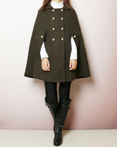 Wool cape coat, wool poncho, wool cloak jacket, winter coat, wool cloak(Y2164)