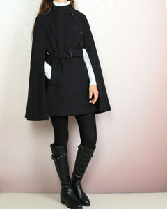 Wool cape coat, wool poncho, wool cloak jacket, winter coat, wool cloak(Y2160)