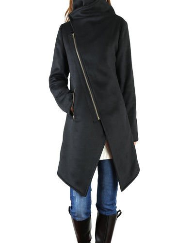 Womens Winter Jacket/Wool Coat/Trench Coat/Asymmetrical Cashmere jacket/zipper coat/Long Overcoat(Y5130) - lijingshop