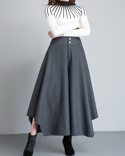 Women's Wide leg wool skirt pants (K1208) - lijingshop