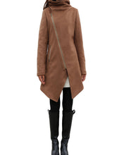 Load image into Gallery viewer, Wool Coat/Asymmetrical Cashmere jacket/Womens Winter Jacket/Trench Coat/zipper coat/Long Overcoat(Y5130) - lijingshop
