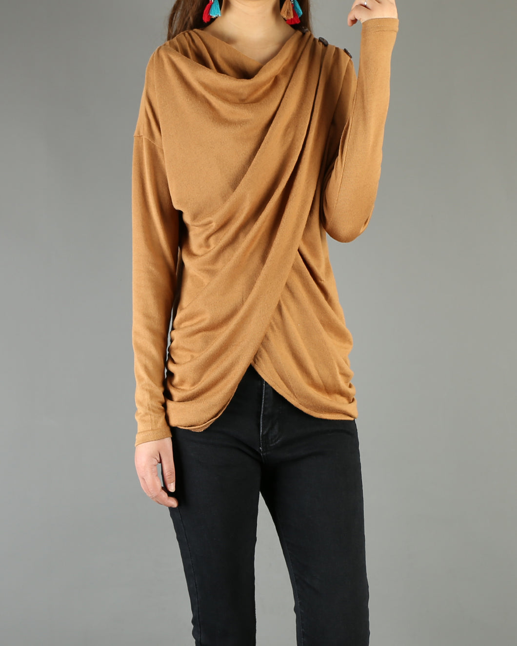 Women's cotton top/long sleeve top/extravagant top(Y1901) - lijingshop
