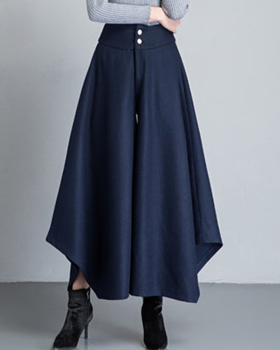 Women's Wide leg wool skirt pants (K1208) - lijingshop