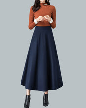 Load image into Gallery viewer, Flare skirt, Winter skirt, Midi skirt, Wool skirt, dark gray skirt, long skirt, vintage skirt, high waist skirt Q0026
