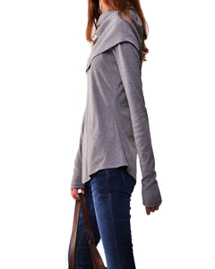 Women's bottoming shirt/long sleeve cotton top/customized top/Asymmetric t-shirt(Y1018) - lijingshop