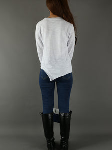 Women's Asymmetrical top/Cotton t-shirt/Long Sleeves Top/Crew Neck T-shirt/Customized Plus Size Clothing(Y1821) - lijingshop