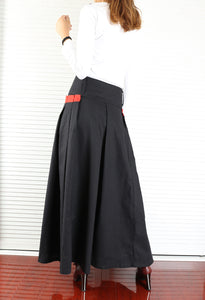 Women's linen Skirt/skirt with pockets/long skirt/A-line skirt/maxi skirt/low waist skirt(Q1008) - lijingshop
