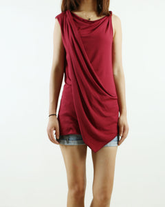 Women's asymmetrical t-shirt/modal cotton draping slip top/summer top/customized sleeveless top(Y1935)