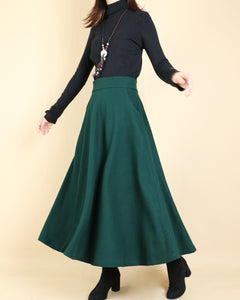 Women wool skirt/flared skirt/winter skirt/maxi skirt/ankle length skirt(Q1806)