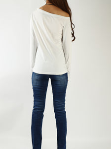 Women's off shoulder top/Cotton t-shirt/long sleeve shirt/casual top/customized t-shirt/long sleeve tops(Y1009) - lijingshop
