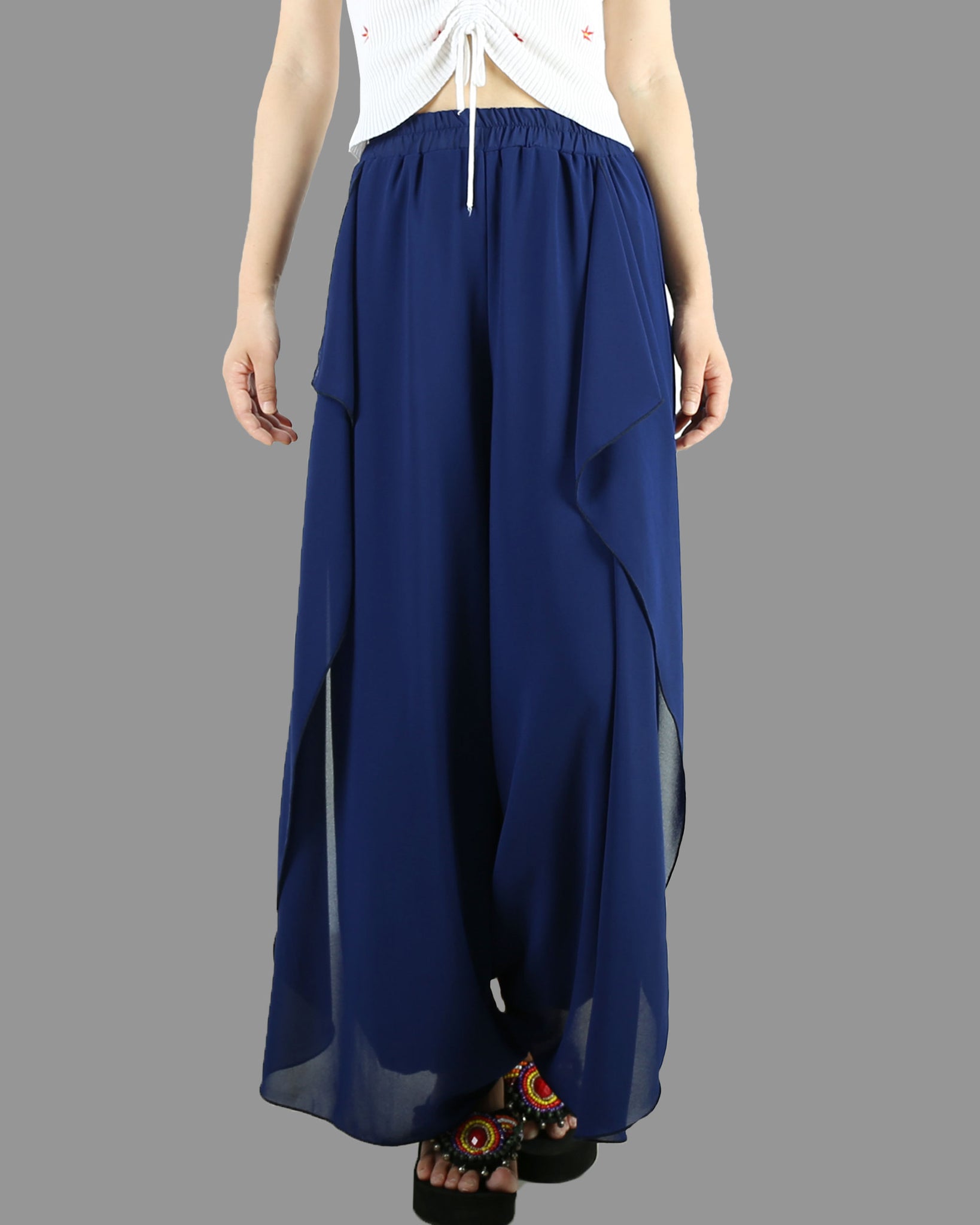 Pants | Womens Marni Blue marbled denim trousers with skirt overlay - Ana  Oraa