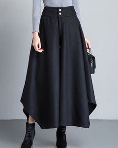 Women's Wide leg wool skirt pants (K1208) - lijingshop