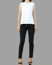 Load image into Gallery viewer, Women&#39;s asymmetrical cotton tank top/Summer top/oversize t-shirt/black cotton top(Y1942)
