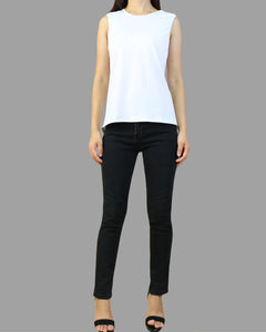 Cotton tank top, asymmetrical t shirt/Summer top/oversize t-shirt/black cotton top(Y1942)