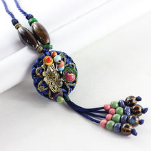 Load image into Gallery viewer, Ethnic style necklace, hand-woven coconut shell necklace, metal sweater necklace(L1912)
