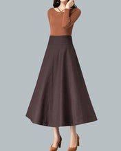 Load image into Gallery viewer, Midi skirt, Wool skirt, Winter skirt, dark gray skirt, long skirt, vintage skirt, high waist skirt, flare skirt Q0026
