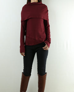 Women's Poncho top/Asymmetrical Knit Top/black top/Oversized t-shirt/casual top/customized top( Y3125) - lijingshop