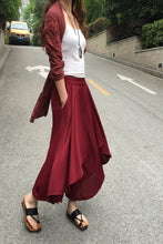 Load image into Gallery viewer, Women&#39;s pleated skirt pants/yoga skirt pants/oversized pants/elastic waist pants/asymmetrical trousers (K1661) - lijingshop
