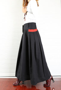 Women's skirt with pockets/ linen Skirt/long skirt/A-line skirt/maxi skirt/low waist skirt(Q1008) - lijingshop