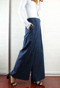 Women's Wide leg linen skirt pants/plus size trousers/oversize casual customized trousers(K1702) - lijingshop