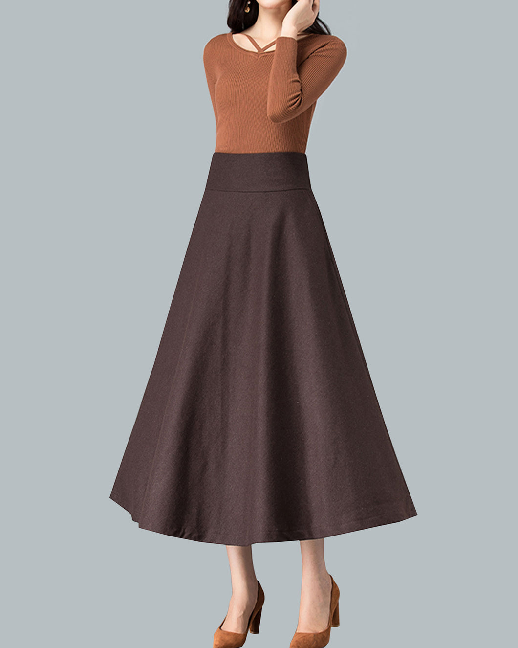 Winter skirt, Midi skirt, Wool skirt, dark gray skirt, long skirt