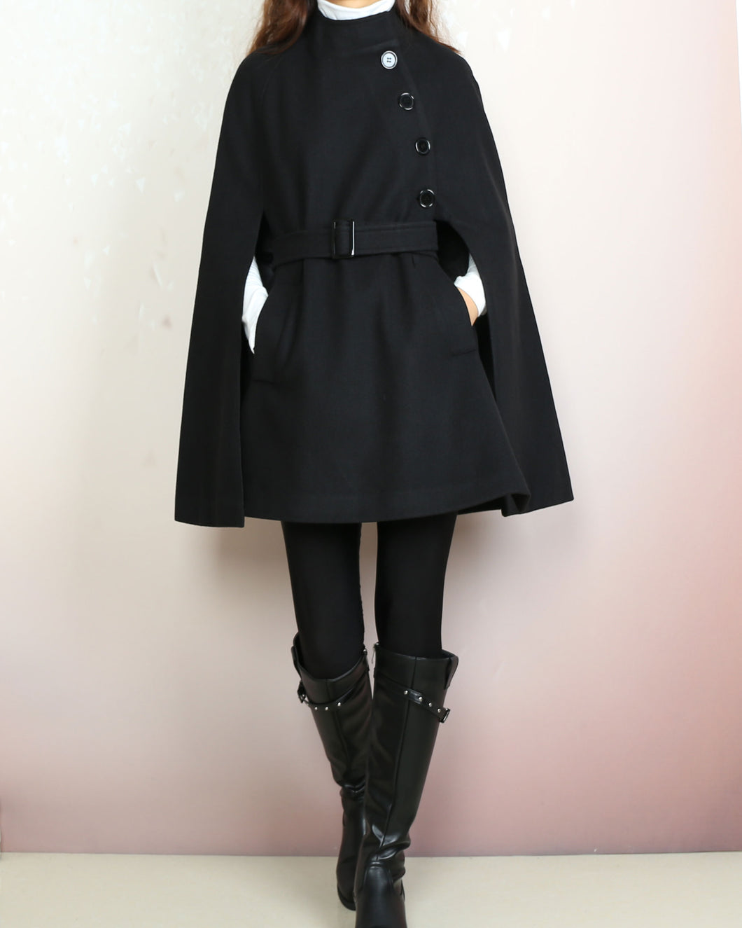 Wool cape coat, wool poncho, wool cloak jacket, winter coat, wool cloak(Y2160)