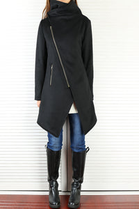 Womens Winter Jacket/Wool Coat/Trench Coat/Asymmetrical Cashmere jacket/zipper coat/Long Overcoat(Y5130) - lijingshop