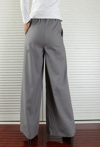 Women's Wide leg linen skirt pants/plus size trousers/oversize casual customized trousers(K1702) - lijingshop