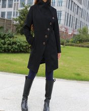 Load image into Gallery viewer, Women&#39;s asymmetrical cashmere jacket/woolen coat/plus size jacket/black oversized jacket/casual woolen top/customized coat (Y1812) - lijingshop
