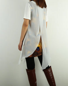 Womens Printed Tunic Dress/Short Sleeve tunic Top/Plus Size Tunic Top/Oversized T-shirt/Asymmetrical Dress(Y1702S)
