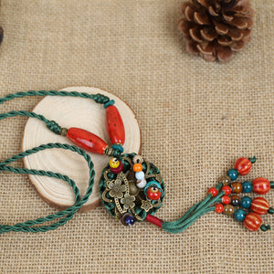 Ethnic style necklace, hand-woven coconut shell necklace, metal sweater necklace(L1912)