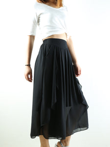 Women's wide leg trousers/chiffon yoga skirt pants/oversized pants/elastic waist pants(K1710) - lijingshop