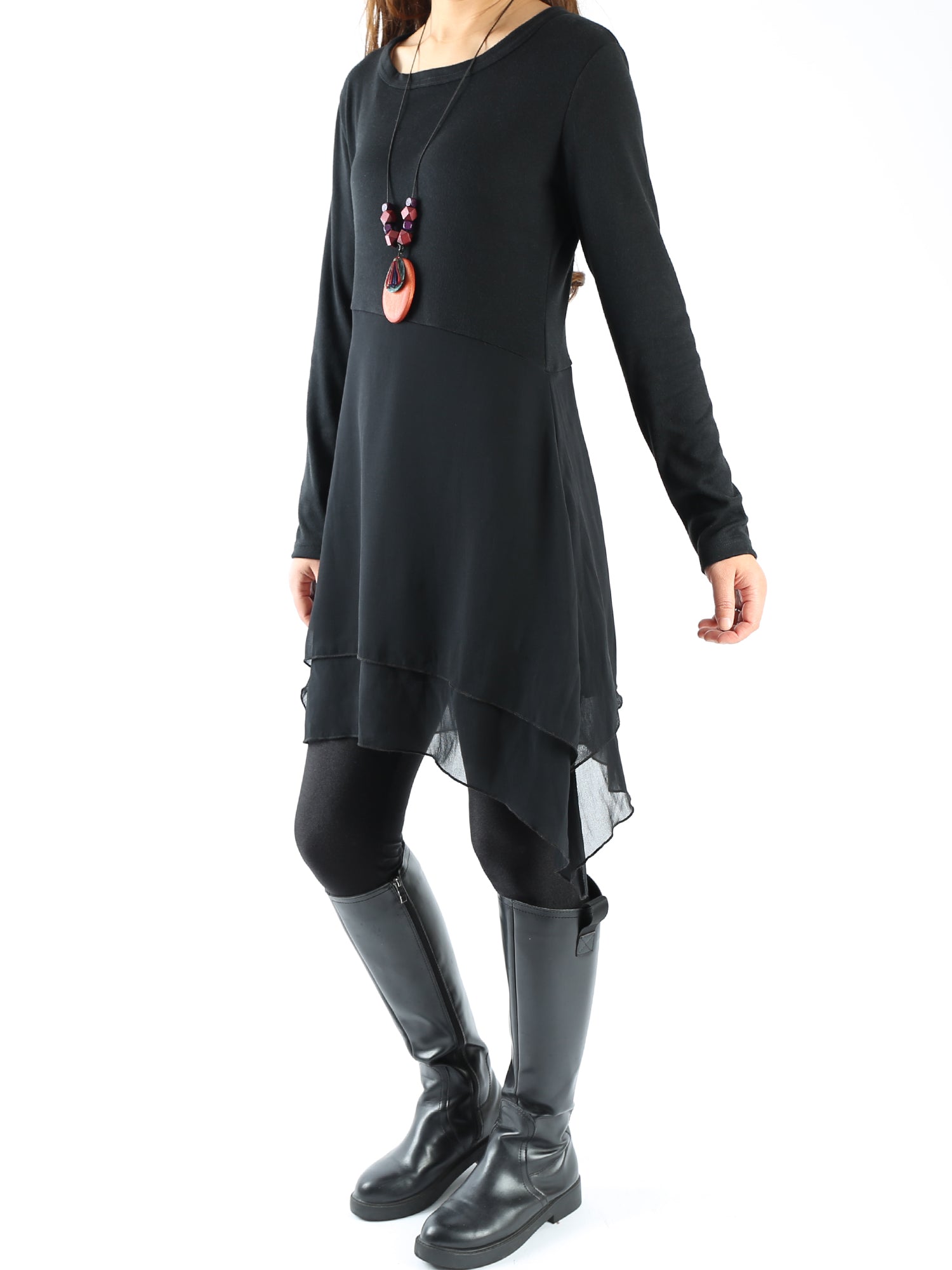 Women's Cotton and Chiffon Tunic Dress/Asymmetrical Dress/Plus Size Tunic top/oversized T-Shirt/Casual T-Shirt/Customized Blouse/Black Grey Top (Q1508 Women's Cotton and Chiffon Tunic Dress/Asymmetrical Dress/Plus Size Tunic top/oversized T-Shirt/Casual T-Shirt/Customized Blouse/Black Grey Top (Q1508