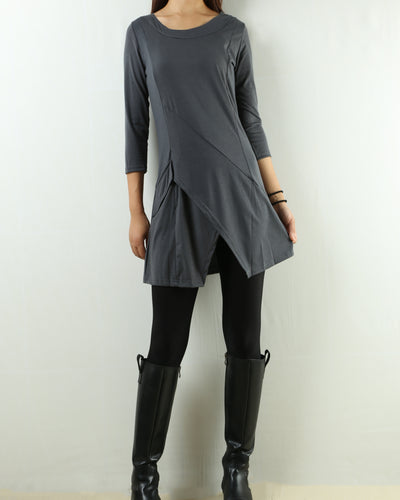 Womens tunic dress/3/4 sleeve crew neck tunic top/oversized dress/A-line casual dress (Q1943) - lijingshop