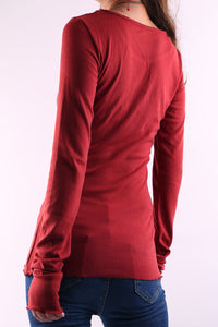 Women's Long Long Sleeves top, bottoming Cotton t-Shirt, Black shirt, v-neck top, form fitting top(Y1117) - lijingshop