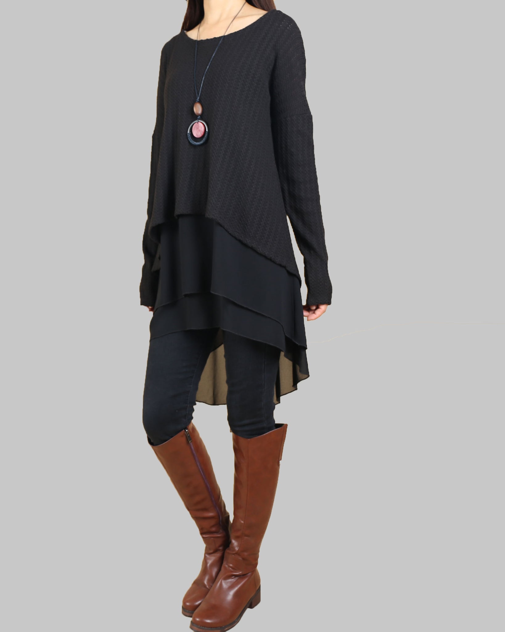 chiffon sweater dress NANAIQ Women's Warm Twist-Knit Sweater Dress with an Elegant Chiffon Pleated Hem Perfect for Fall and Winter Beige XXL