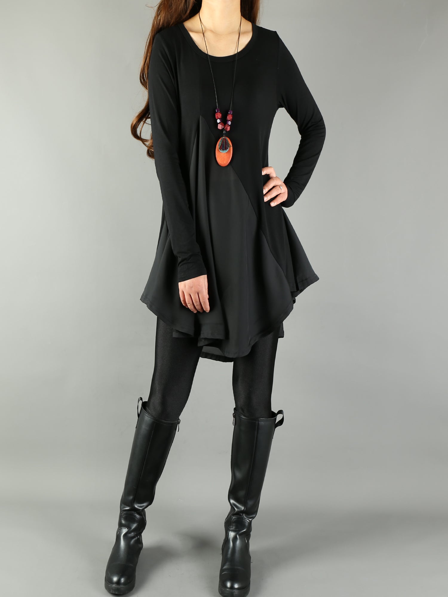 Women's Modal and Chiffon Tunic Dress/Modal Top/Chiffon Tunic for Women/Tunic Tops for Leggings/Chiffon Dress/Modal T-Shirt/Long Sleeve T-Shirt(Y1819) Women's Modal and Chiffon Tunic Dress/Modal Top/Chiffon Tunic for Women/Tunic Tops for Leggings/Chiffon Dress/Modal T-Shirt/Long Sleeve T-Shirt(Y1819)