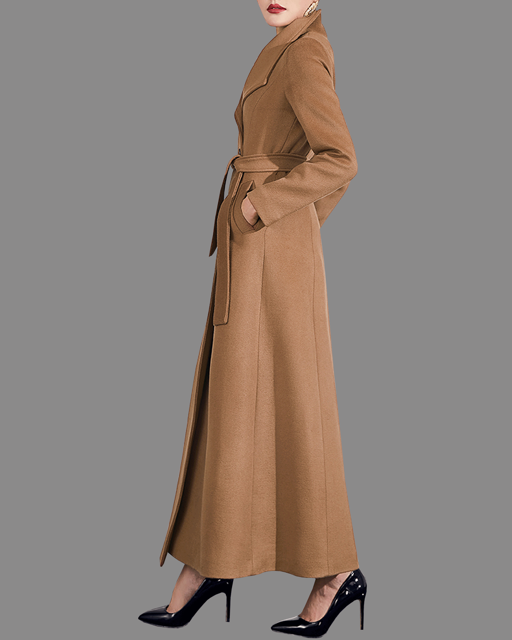 Ladies full 2025 length camel coat