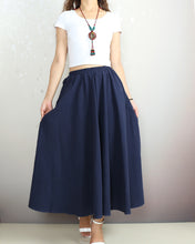 Load image into Gallery viewer, Flared skirt, Linen skirt, Elastic waist skirt, Boho skirt with pockets, high waist skirt(Q1065)
